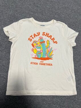 Old Navy Cream Tee with Colorful Cactus Graphic